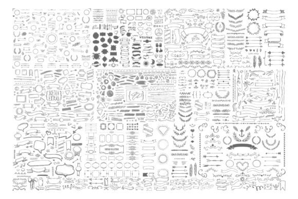 Download 998 Hand Drawn Frames, Banners &amp; Ribbons - Banner Collection