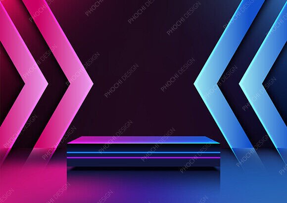 Download 3d Technology Dark Podium Neon Arrows - Tech Collection
