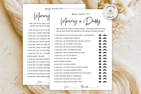 Download Mommy or Daddy Guess Who Game Template - Game Collection