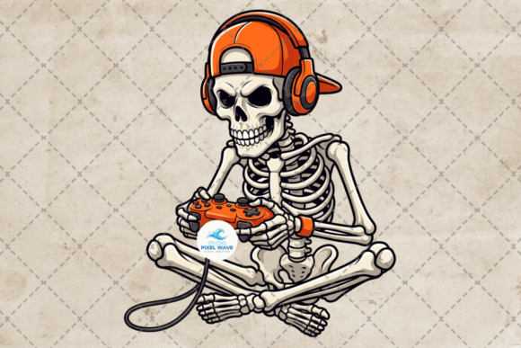 Download Halloween Skeleton Gamer Png - Game Collection