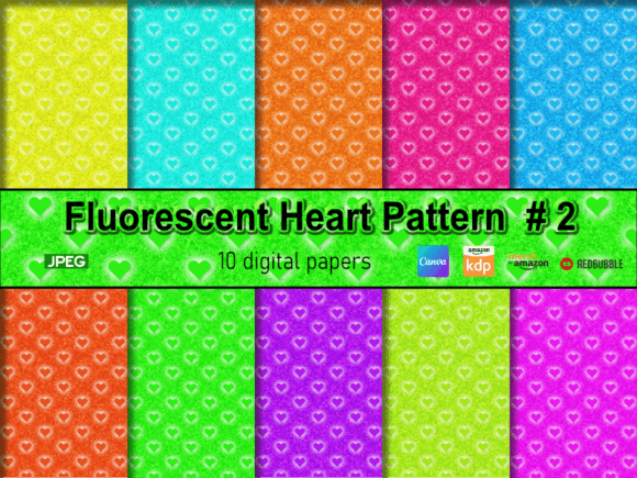 Download Fluorescent Heart Pattern Background #2 - Fluorescent Collection