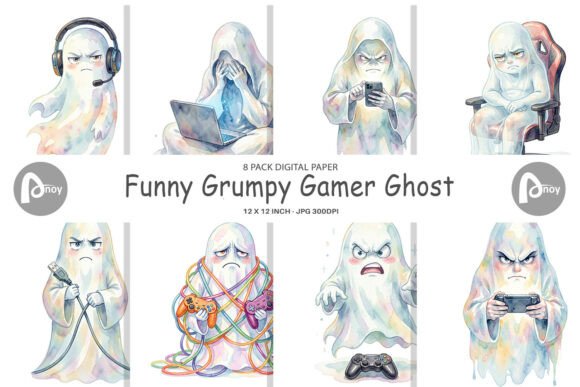 Download Grumpy Gamer Ghost Digital Paper - Game Collection