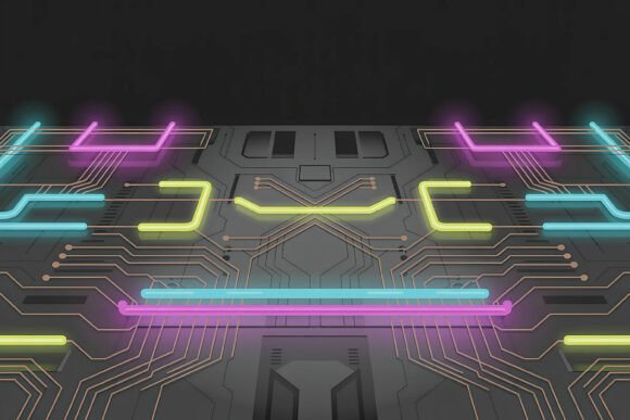Download Neon Digital Technology Grid Pattern - Tech Collection